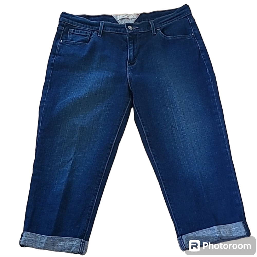 SZ12 Levi's Mid Rise Cuffed Denim Capri Jeans Casual Preppy Classic